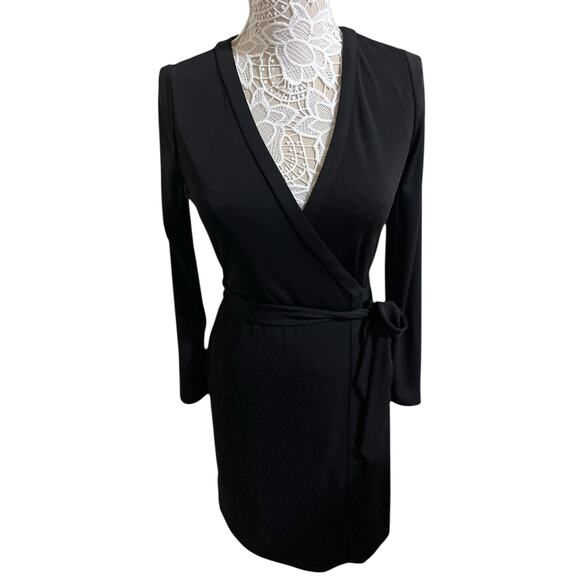 Ann Taylor Classy Black Tie-Waist Wrap Dress Sz 6 – Clean Lines, Boss Energy - Picture 3 of 7